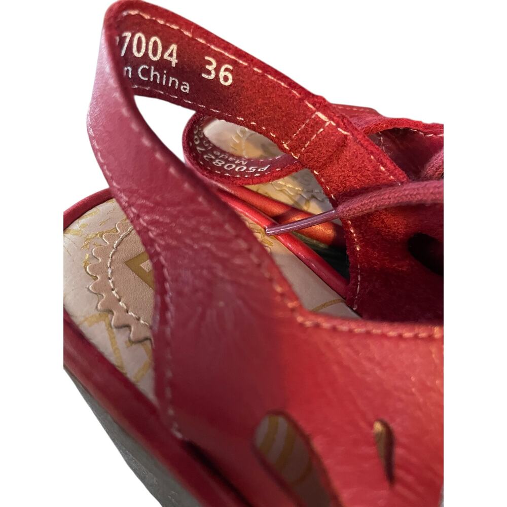 Fly London Red Wedge Sandals - Picture 5 of 7